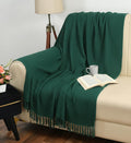 Wisdom Decor Waffle Knit Throw Blanket with Tassels for Sofa & Bed for All Seasons – Lightweight Decorative Cozy Blanket for Living Room & Bedroom (127x152 cm) (Emerald Green) Kafalo