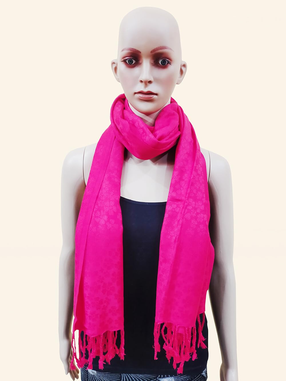 Rastogi Handicraft Large Pashmina Shawls & Wraps for Women Extra Soft Cashmere Feel Throw Womens Size 83 X 30 Inches, Pink Shawl, 83 X 30