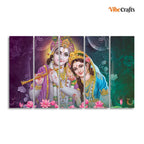 VIBECRAFTS 5 Pieces Shree Radha Krishna Canvas Wall Painting For Home | Office | Living Room | Gift (PTVC5Pcs4_8560)