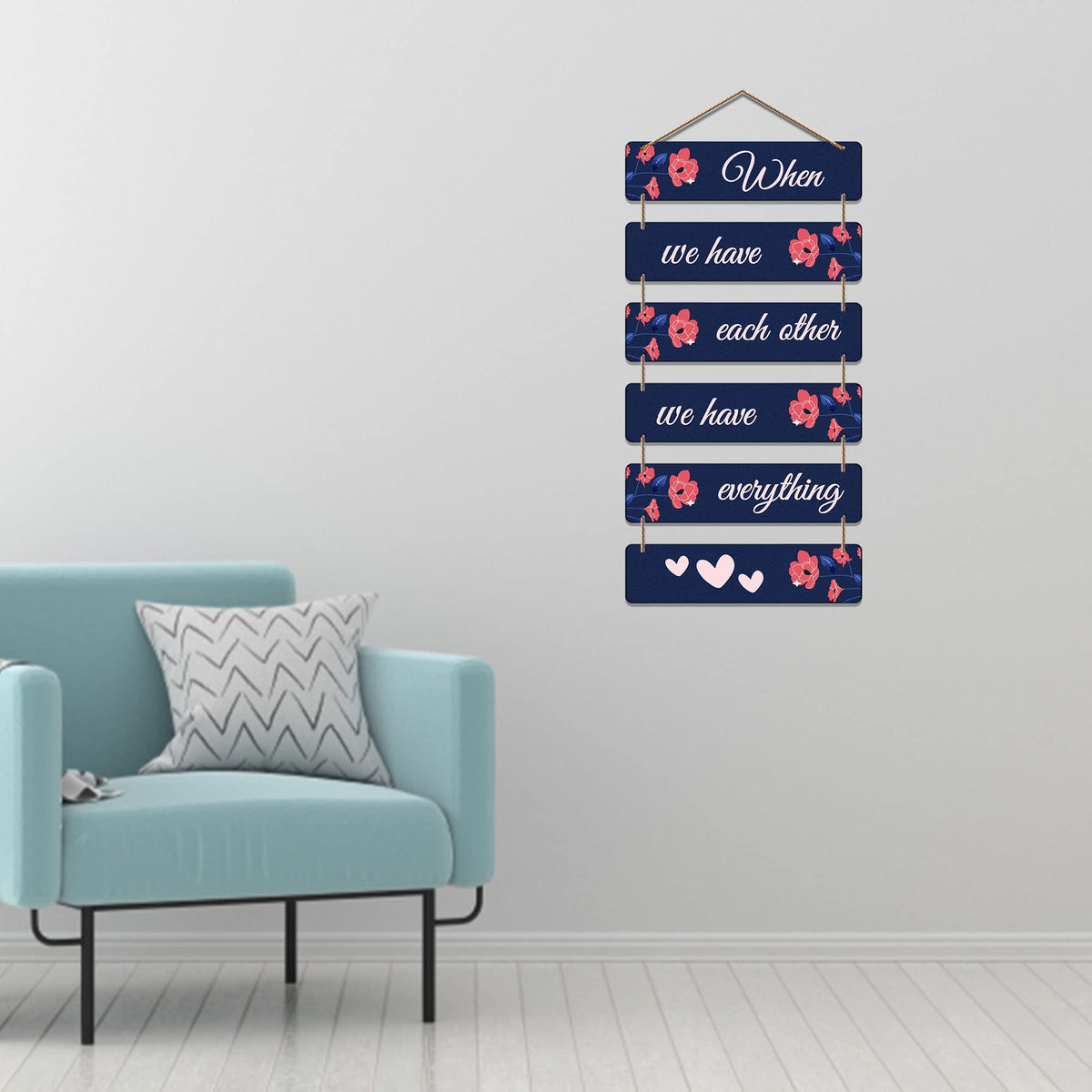 Artvibes Decorative Wall Hanging Wooden Art Decoration item for Living Room | Bedroom | Home Decor | Gifts | Quotes Decor Item | Wall Art For Hall | Mdf Wall Decoration, Set of 6 (WH_3254NR)