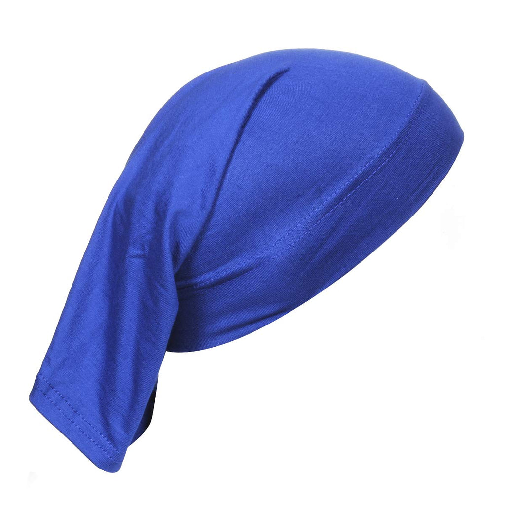 BISMAADH Women's Fabric Under Scarf/Hijab/Tube Bonnet Bone/Chemo Hat Free Size (Royal Blue)