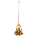 Artvarko Brass Decor Diwali Deepam Diya for Entrance with Ganesh Ganesha Ganpati Moorti Idol Chain Hanging Multi Diya for Pooja Table with Stand Height with Chain 29 Inch