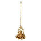 Artvarko Brass Decor Diwali Deepam Diya for Entrance with Ganesh Ganesha Ganpati Moorti Idol Chain Hanging Multi Diya for Pooja Table with Stand Height with Chain 29 Inch