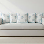 HOMEMONDE 24x24 Inch Cushion Covers Set of 5 – Hand Block Printed, 300 TC Cotton, Soft Square Throw Pillow Cases for Sofa, Living Room & Kids Room – Baby Blue (60x60 cm)