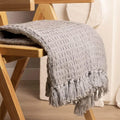 Tarantaran 100% Cotton Throw 50 X 60 Inches Decorative Living Room Couch and Sofa Knitted Blanket with Tassels Chevron, (Grey- 127 X 152 Cm), 200 TC (Grey) Kafalo