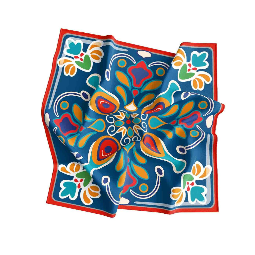 KANJAARA Elegant Japanese Floral Silk Scarf, Premium Satin Square Bandana, 40 x 40 inches, Multipurpose Fashion Accessory for Head Wrap, Neck Wear, Handbag Decoration (D-287)