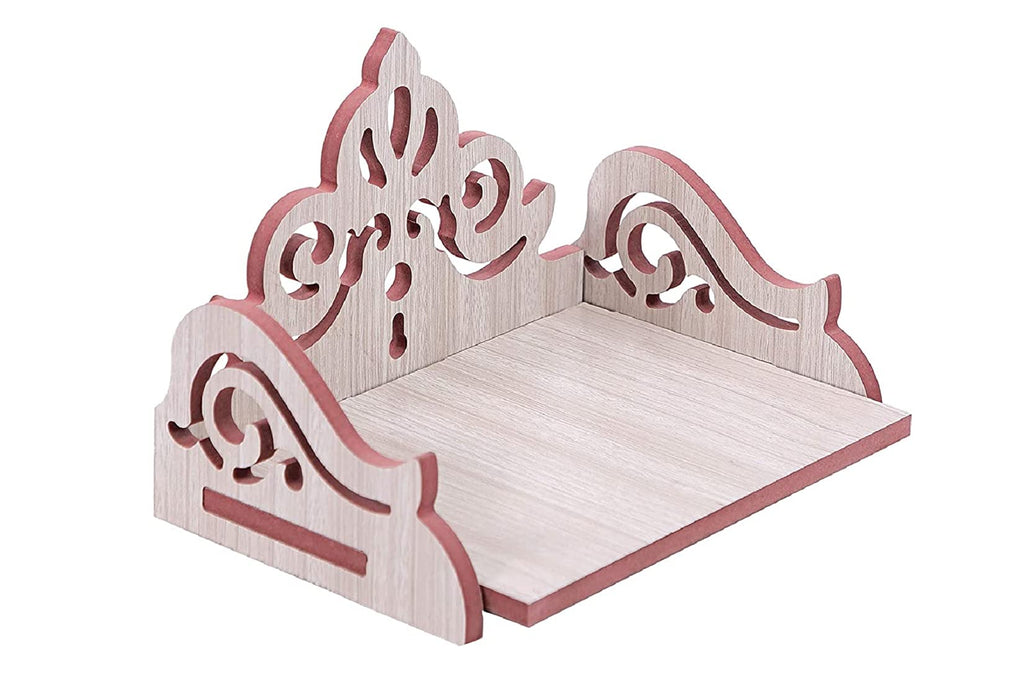Art and Craft Wooden Beautiful Plywood Mandir Pooja Room Home Decor Office OR Home Temple Wall Hanging Product (White)