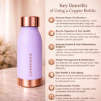 Copperika® Printed 100% Pure Copper Water Bottle 500ml + COPPER TONGUE CLEANER FREE Original Heavy Build | Gift Item | Marriage | Return Gift Item For Home, Office, Kids & Etc