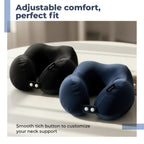 Galpino Mart Neck Rest Pillow & Eye Mask Combo for Travel | Ergonomic Neck Support Cushion with Soft Sleeping Eye Mask | Ideal for Flight, Car, Office & Home Relaxation (Blue)