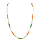 JFL -Jewellery for Less Handmade Tricolour Pearl and Beaded Necklace Set for Women & Girls | Inspired Jewellery | Independence Day & Republic Day Accessories