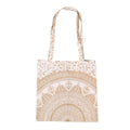 Ravaiyaa - Attitude is everything Cotton Shoulder Bag/Tote Bag For Women| Printed Multipurpose Handbag With Top Zip | Best For Shopping, Travel, Work, Beach, Office, College (White Gold Ombre Mandala)