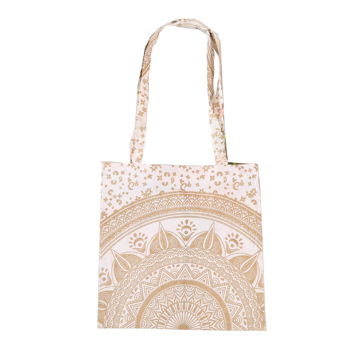 Ravaiyaa - Attitude is everything Cotton Shoulder Bag/Tote Bag For Women| Printed Multipurpose Handbag With Top Zip | Best For Shopping, Travel, Work, Beach, Office, College (White Gold Ombre Mandala)