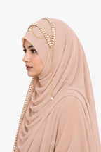 AL NOOR HIJAB Women's Pearl Chain Stone Hijab Scarf WIth Chiffon Dupatta