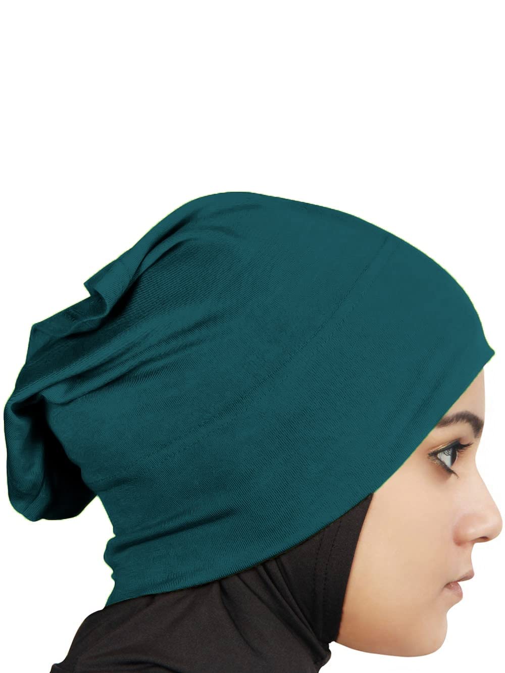 MyBatua Women's 2-Piece Al-Amira Hijab with Under Scarf/Cap/Bonnet in Soft Viscose Jersey, Ready to Wear HJ-129 (Teal)
