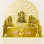 Fliptic Acrylic Wooden Gold Temple with Om Symbol DIY|Wall-Mounted Pooja Mandir,Shining Finish for Home,Office,Shop|Wall Mounted Medium Size Wooden Temple|Gold Colour|Do It Yourself,25 cm,25.5 cm