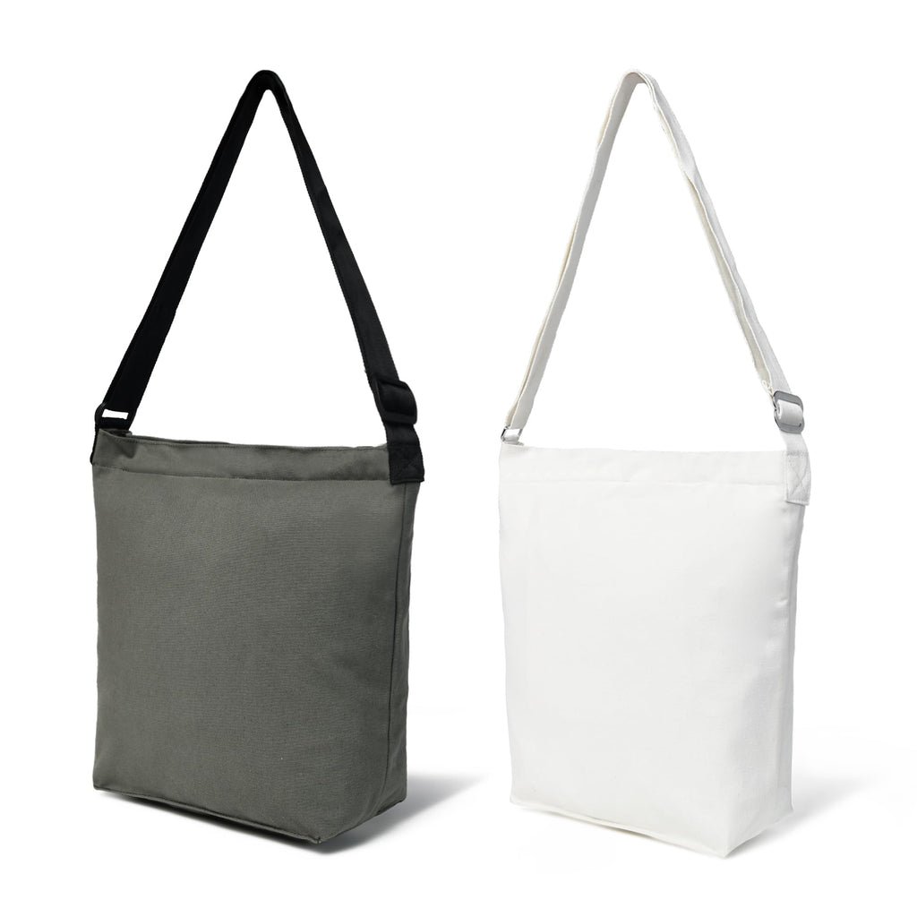 ADYAN Canvas Bag Pack of 2 Cotton 12 Oz Reusable Canvas Tote Bag for Shopping Grocery DIY Painting and Crafts (1 Milky White and 1 Olive Green)