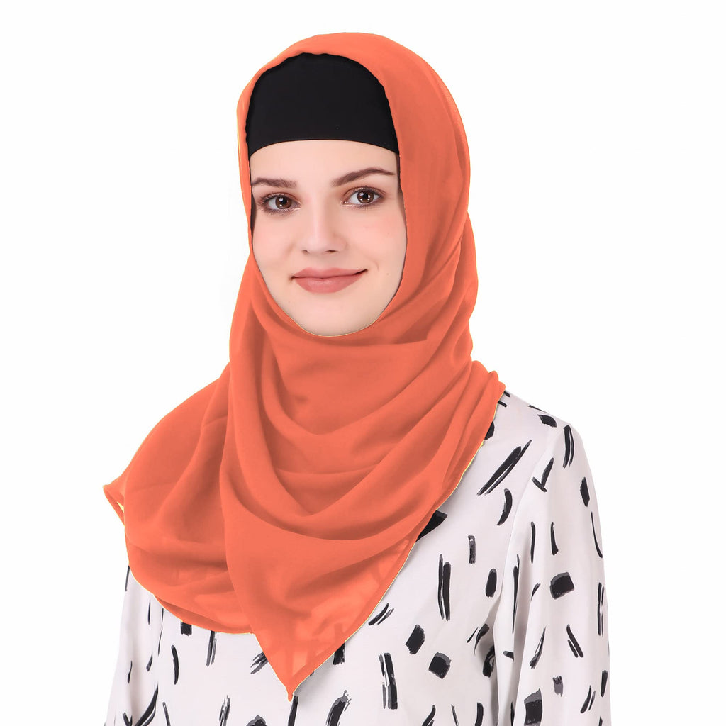 MyBatua Long Hijab in Breathable Soft Georgette large Head Wrap, Wholesale Price, 1pc Scarf HJ-020 (100x225 cm, Coral)