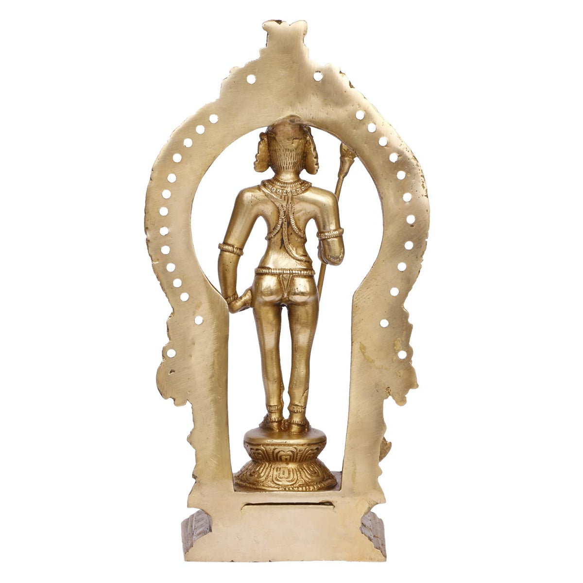 ARTVARKO Brass Lord Murugan Kartikeya Murugana Kumaraswamy Karthikeya Standing Idol with Peacock Swaminatha Skanda Murti Swami Ji Subrahmanya Swamy Height 10 Inch