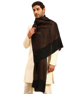 Pashmoda Men Golden Eclipse Reversible Zari Moonlight Fine Wool Stole (Size-28x80in, 71x203cm) MZSST03
