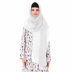 MyBatua Long Hijab in Breathable Soft Georgette large Head Wrap, Wholesale Price, 1pc Scarf HJ-020 (50x180 cm, White)