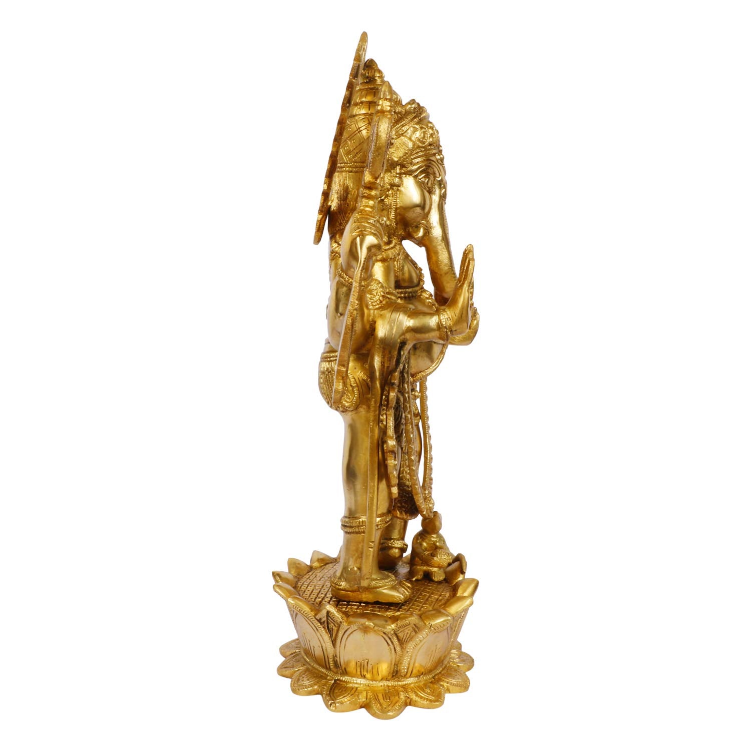 SVARUP Brass Ganesha Idol for Home Decoration Ganpati Statue Murti for Gift Height 16 Inch Weight 8 Kg Color Gold
