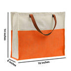 JUTEKA Stylish, Orange,Durable, Multipurpose Hand Bag for Lunch, Shopping, Eco Friendly Jute Bag with Leather Handles…