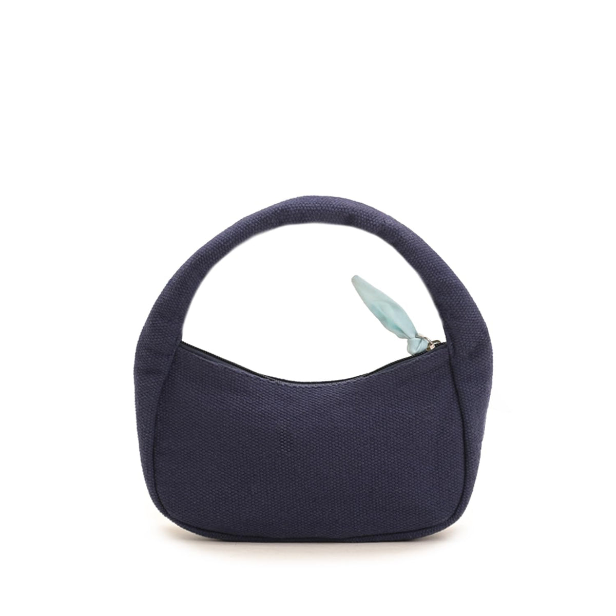 Boho Indigo Blossom Tote Bag – Navy Blue Floral Shoulder Bag for Women with Embroidered Flowers, Padded Handle & Ribbon Detail – Ideal for Travel, Brunch & Casual Outfits