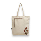 Neelkanth Imprint Hand Printed Floral Cotton Canvas Tote Bag, Eco Friendly Shoulder Handbag for Shopping, Office & Everyday Use