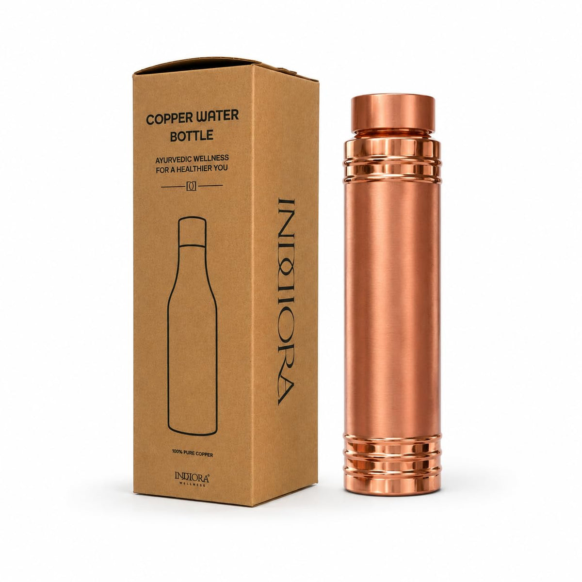 Item Name: INDDIORA Pure Copper Water Bottle 750 ml | Copper Drinking Bottle | Leak Proof | BPA Free | Reusable Bottle for Home, Office, Gym & Travel