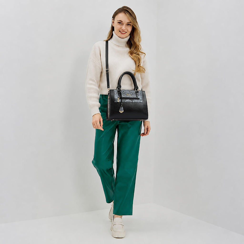 EXOTIC Urban Grace Handbag with Snake Print Panel
