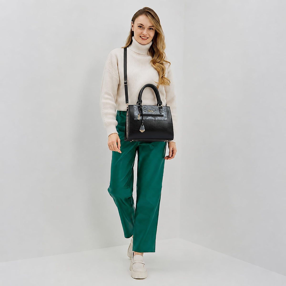 EXOTIC Urban Grace Handbag with Snake Print Panel