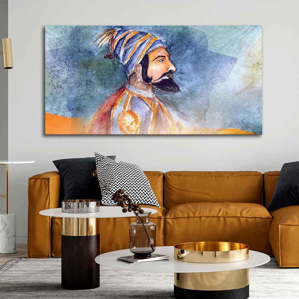 VIBECRAFTS Canvas Paintings for Living Room Drawing Room Chhatrapati Shivaji Maharaj Canvas Wall Painting Fitted With Wooden Frame For Home | Office | Living Room | Gifts (PTVCH_2501)