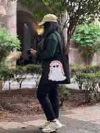 MASQ Premium ToteBag for Women with Zipper | Embroidered Foldable Shoulder Bag with Multiple Pockets | Spacious Handbag for College & Office | Eco-Friendly & Reusable (Tote_Bag_Anti_Hero)