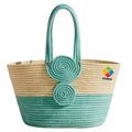 DYARCHY Women's Stylish Cotton Tote Handbag for Office, College, Travel, Vacations & Shopping (Skyblue-White)