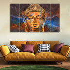 VIBECRAFTS Gautam Buddha Head Wall Painting of Five Pieces For Home|Office|Living Room|Gift (PTVC5Pcs4_8635)