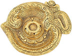 Prince Home Decor & Gifts White Metal Gold Plated Diwali Laxmi Ganesh Chocki God Idol with Metal om Shape Incense Stick Holder