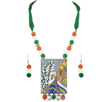 JFL - Jewellery for Less Stylish Tiranga/Tricolour/National Flag Necklace set with Peacock Pendant Handmade Fashion Jewellery for Independence Day/Republic Day Women & Girls