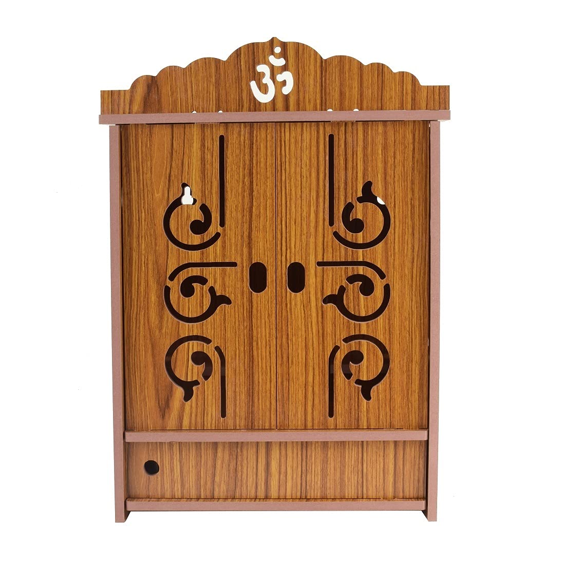 CrazyInk Fashion Wall Mounted Beutiful MDF Wooden Temple with Door for Home & Office Decor (26 x 17 x 41 Cm) (Brown)