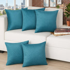 STITCHNEST Quilted Velvet Cushion Covers Set of 5 | Soft Luxury | 18x18 Inches | Premium Sofa & Living Room Décor
