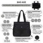 Bag-Age HB55 Tote Handbag for Girls & Women, Water Resistant Office Work Bag with Umbrella Pocket, Large Capacity Shoulder Bag for Work, Travel & Daily Use (Black)