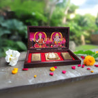 Enchanting Krystals Soulwise Diwali Sale – Gold-Plated Pooja Mandir for Wealth & Prosperity | Includes Laxmi Yantra, Ganesh Yantra & Charan Paduka | Compact Size 8x5 | 1 Pc