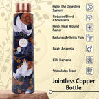 MERCAPE 100% Pure Copper Water Bottle Printed with Ample Design Experience Ayurvedic Harmony Pure Copper Water Bottle - Leak Proof, Joint Less for Office, Gym, School & Gift (900ml)