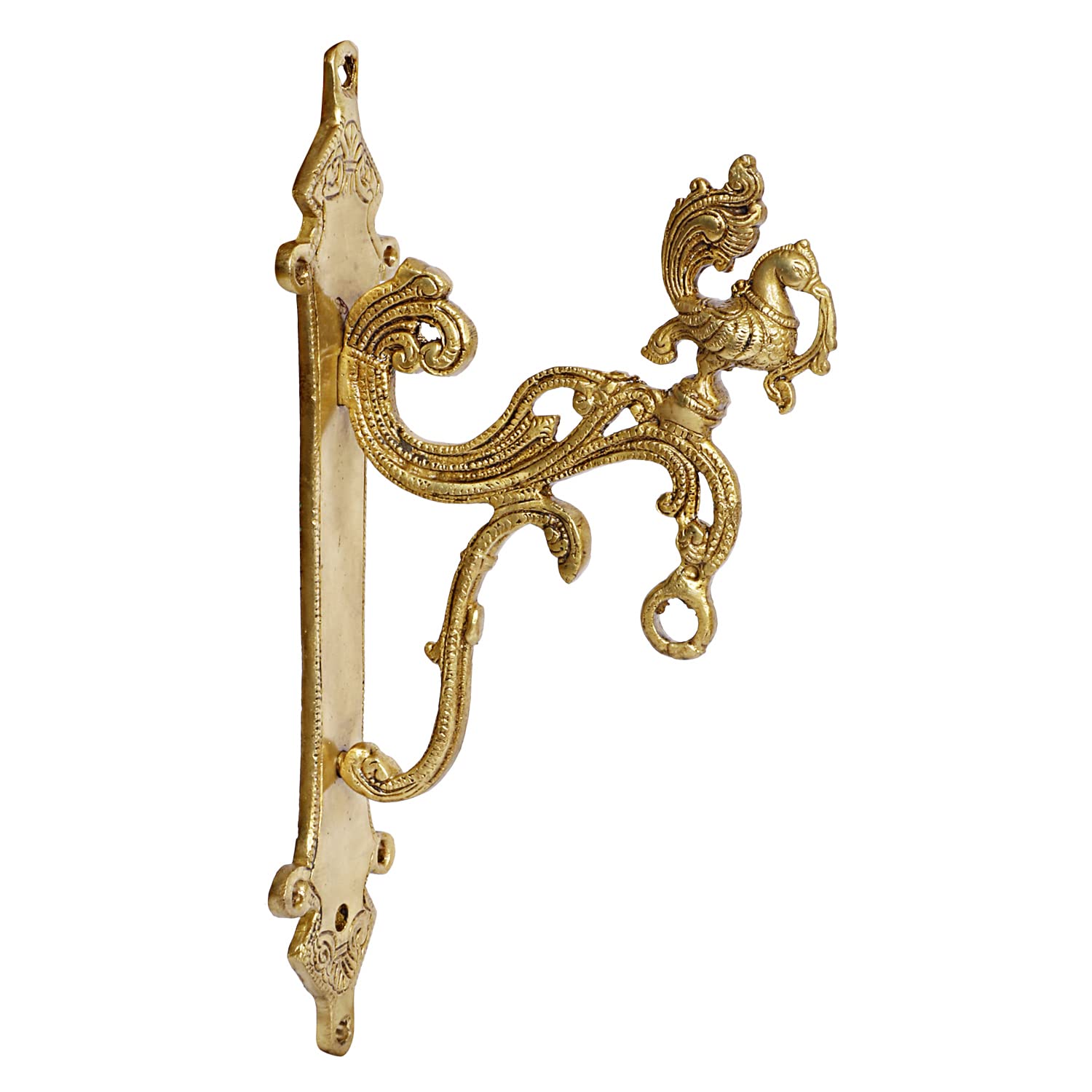Artvarko Brass Designer Peacock Hook Holder for Wall Hanging Diya Bells Lantern Hanger Planter Lanterns Wind Chimes Baskets Ornaments 12 Inch
