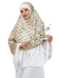ANAApparels ANA Haniya Beige Periwinkle Floral Dupatta | 86 x 43 Inches – Premium Mulmul Cotton | Lace Border | Lightweight, Soft & Breathable