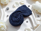 Premium Rhinestone Hijab | Korean Georgette | 70 x 30 Inch | Sparkle Scarf for Women | Soft & Lightweight Fabric (NAVY BLUE)