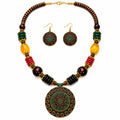 PRIMENEST Handmade Multicolor Afghani Tribal Necklace Set for Women & Girls | Antique Pendant Statement Jewelry with Earrings | Boho Ethnic Fashion Jewellery for Party, Wedding, Festival Traditional