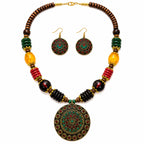 PRIMENEST Handmade Multicolor Afghani Tribal Necklace Set for Women & Girls | Antique Pendant Statement Jewelry with Earrings | Boho Ethnic Fashion Jewellery for Party, Wedding, Festival Traditional