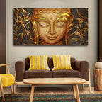 VIBECRAFTS Canvas Paintings for Living Room Drawing Room Gautam Buddha With Serene Smile Canvas Wall Painting Fitted With Wooden Frame For Home | Office | Living Room | Gift (PTVCH_2491)