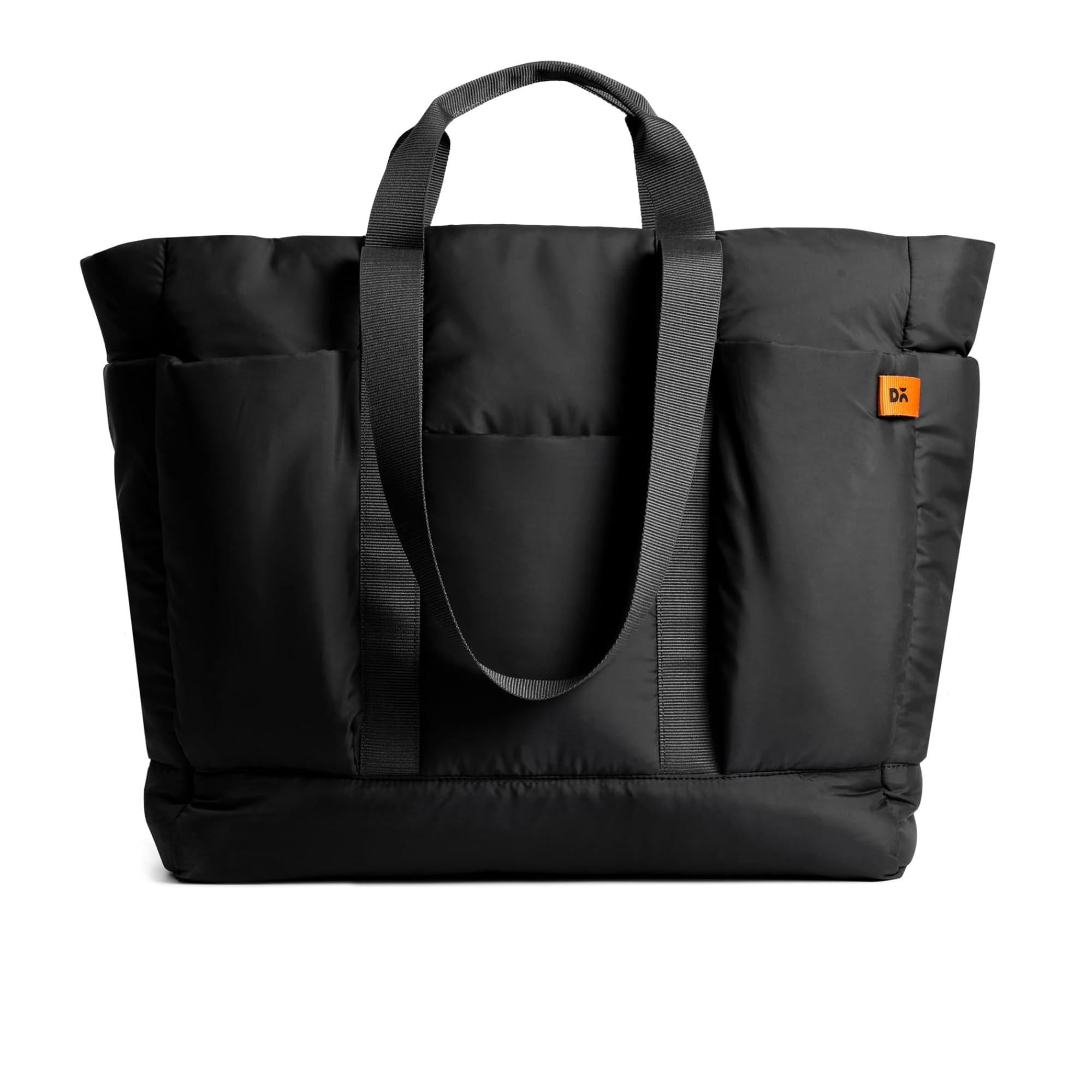 DailyObjects Idyll Tote Bag For Girls &Women | Crafted Using Soft-Touch & Water-Repellent Polyester | Polyfill Cushioning On The Inside | Holds Any Laptops Upto 14'' - Cabron Black