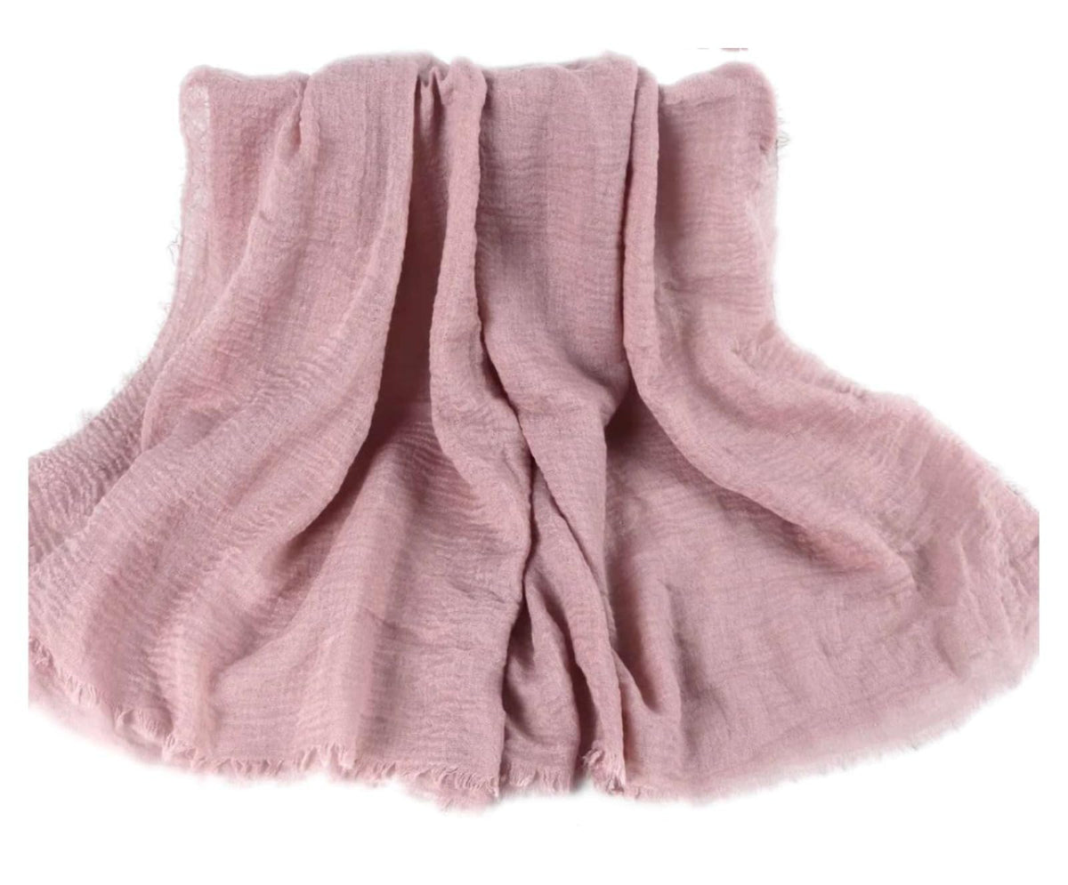IBA ISBA COLLECTIONS Women's Crinkle Cotton Scarf, Stoles, Hijab (80 x 190 Cms) (Pale Mauve)